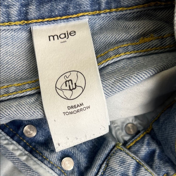 Maje Patched Boyfriend Jeans Blue US 0 France 34 - Picture 10 of 12